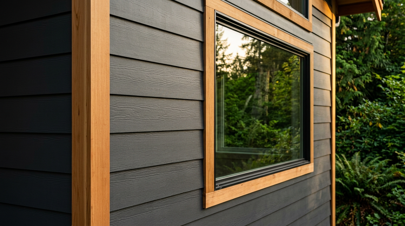 Fiber cement siding detail on Seattle home